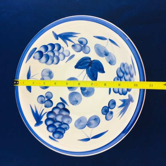 STOVIGLIERIE White Blue Fruit Trim Large Pottery Italy Round Serving Pasta Bowl - Picture 7 of 11